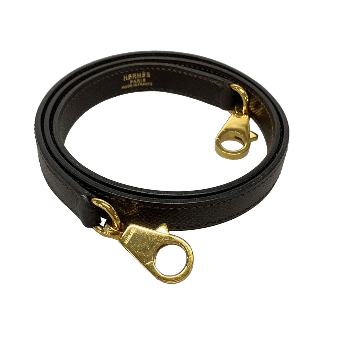 HERMES エルメス ショルダーストラップ ダークブラウン ゴールド金具