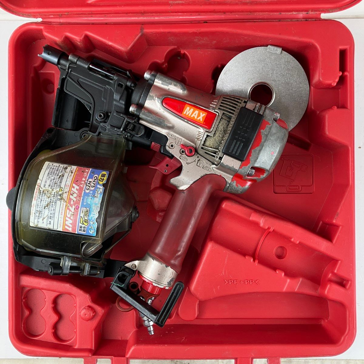 ЗЗMAX マックス 75mm 高圧 エア釘打ち機 ケース付 HN-75N1 レッド