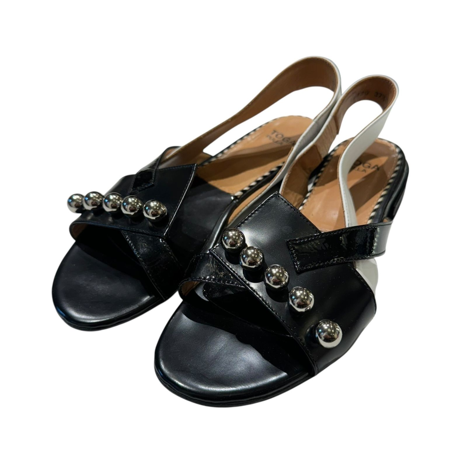 TOGA PULLA TOGA ARCHIVES (トーガプルラトーガアーカイブス) ★★ ① Belt Sandal バックバンドサンダル レディース ブラック/ホワイト 371/2 (23.5)