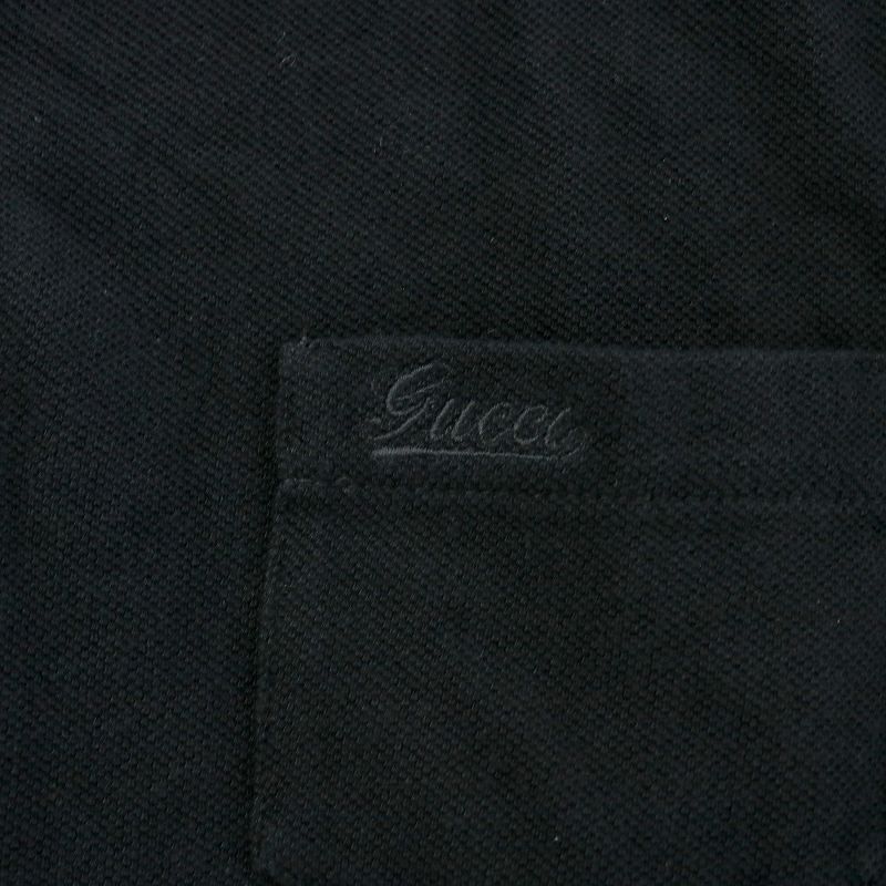 未使用タグ付 GUCCI グッチ ポロシャツ 半袖 シェリーライン コットン グッチ GUCCI ポロシャツ 半袖 鹿の子 シェリーライン ロゴ 刺繍