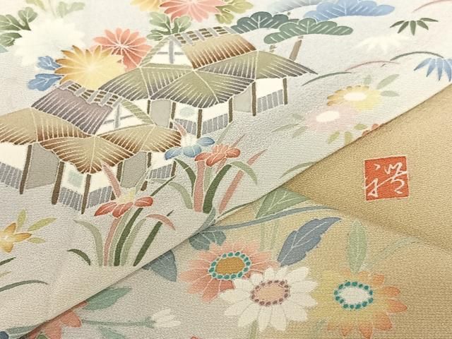 平和屋着物○本加賀友禅作家 安藤雅紀 訪問着 風景花文 暈し染め 正絹