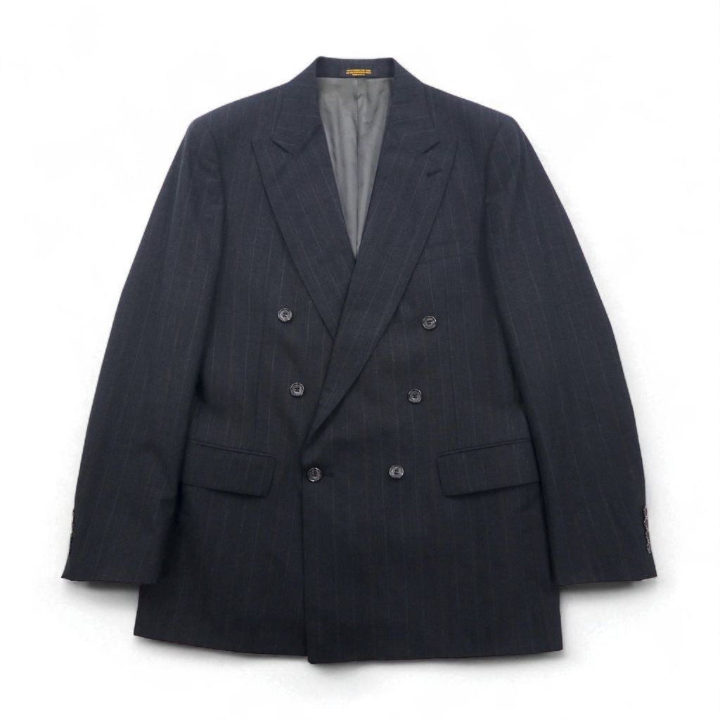 Vintage 80s USA Made Pinstripe Double Breasted Blazer Jacket