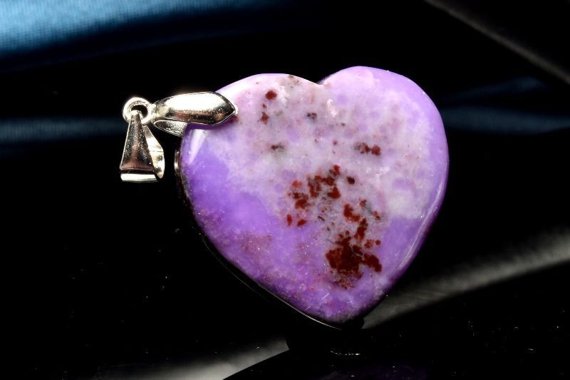 １点物 シルバー925 高発色 スギライト 杉石 22x25mm ハート ペンダントトップ パワーストーン 天然石 _PC6292