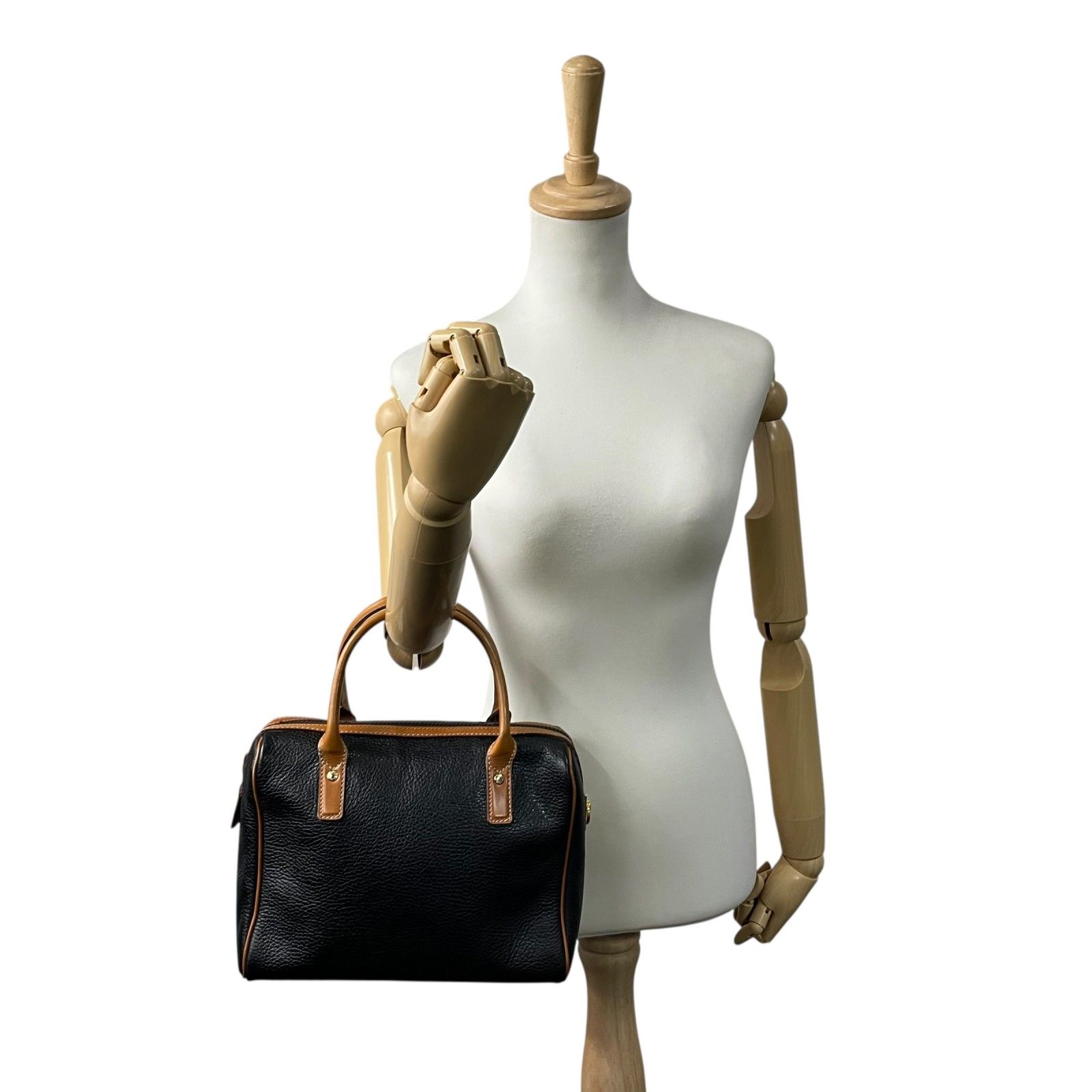 セリーヌ CELINE レザーハンドバッグ ブラック×ブラウン 黒 茶色