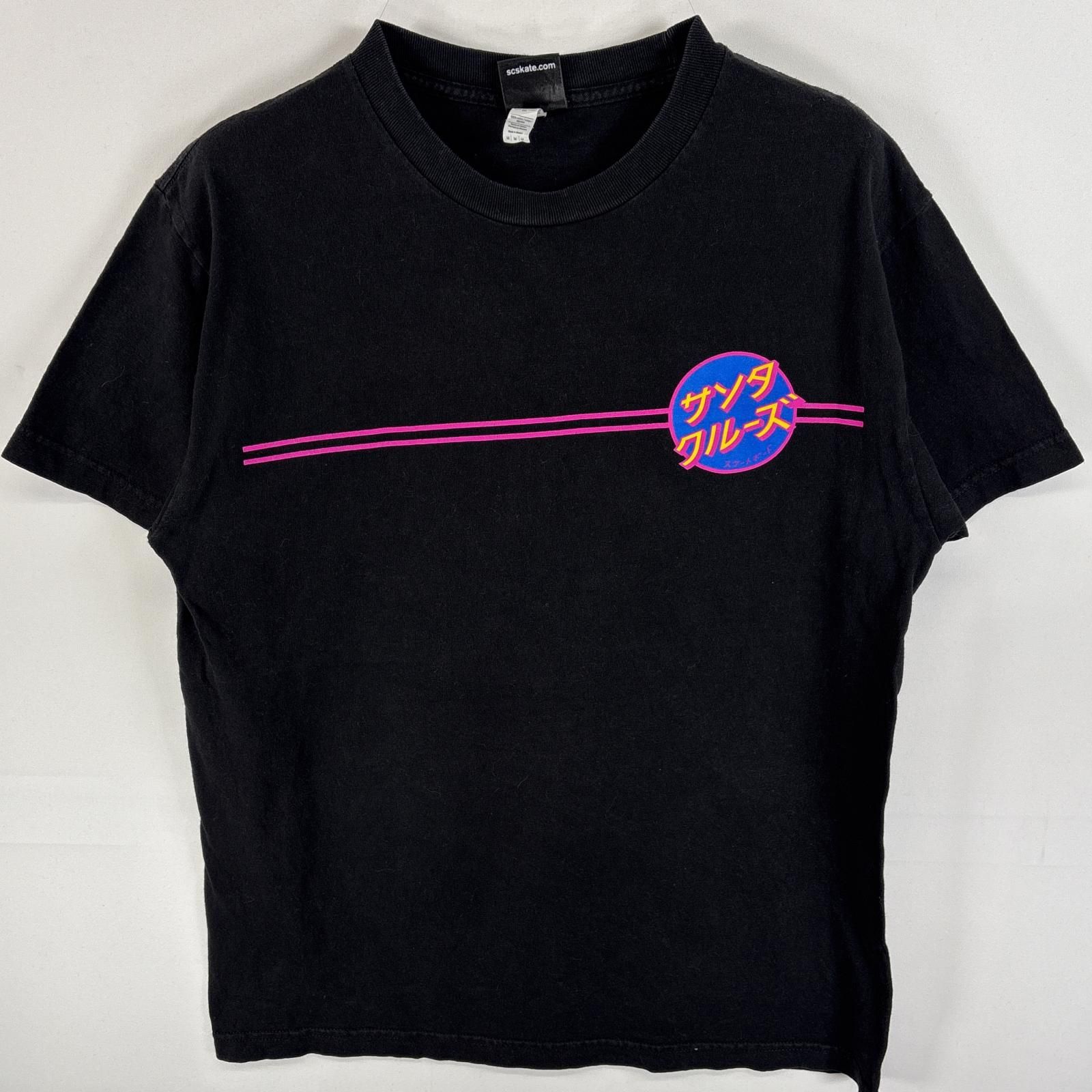 古着 サンタクルーズ SANTACRUZ 半袖Tシャツ 両面ラバープリント スケボー クルーネック M  ブラック 無地 メンズ