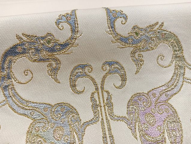 平和屋本店□極上 最高級 龍村平蔵製 太鼓柄 本袋帯 玲龍磚文 逸品