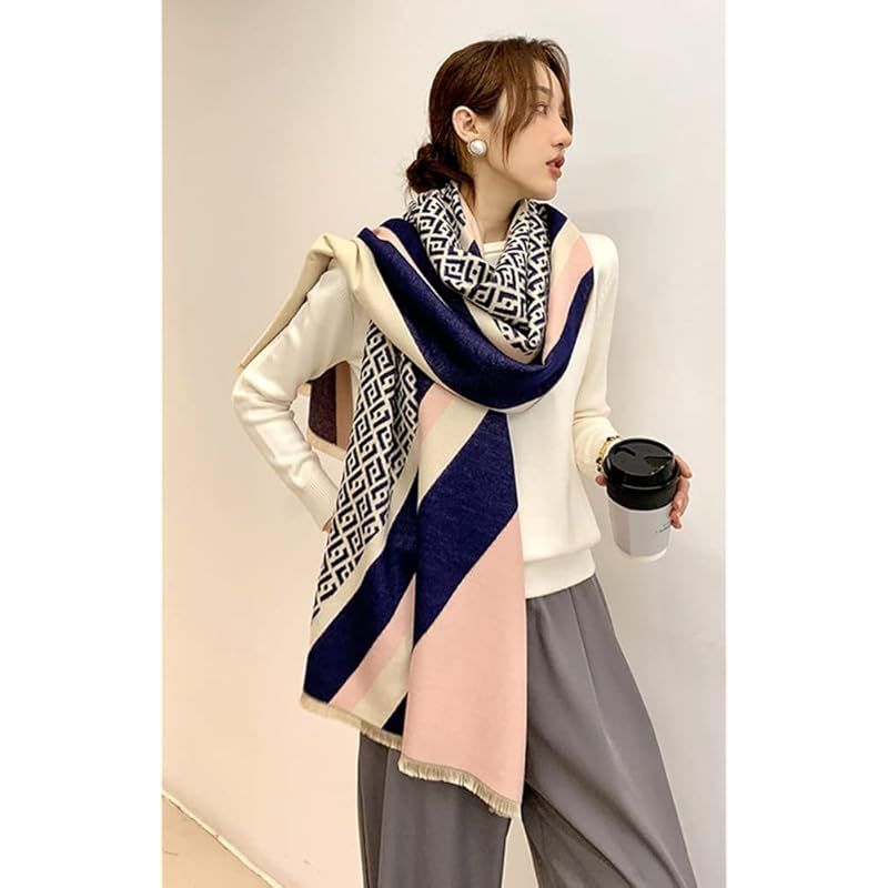 新品】 [Euyqs] レディース ビンテージ ストール 大判 厚手 マフラー