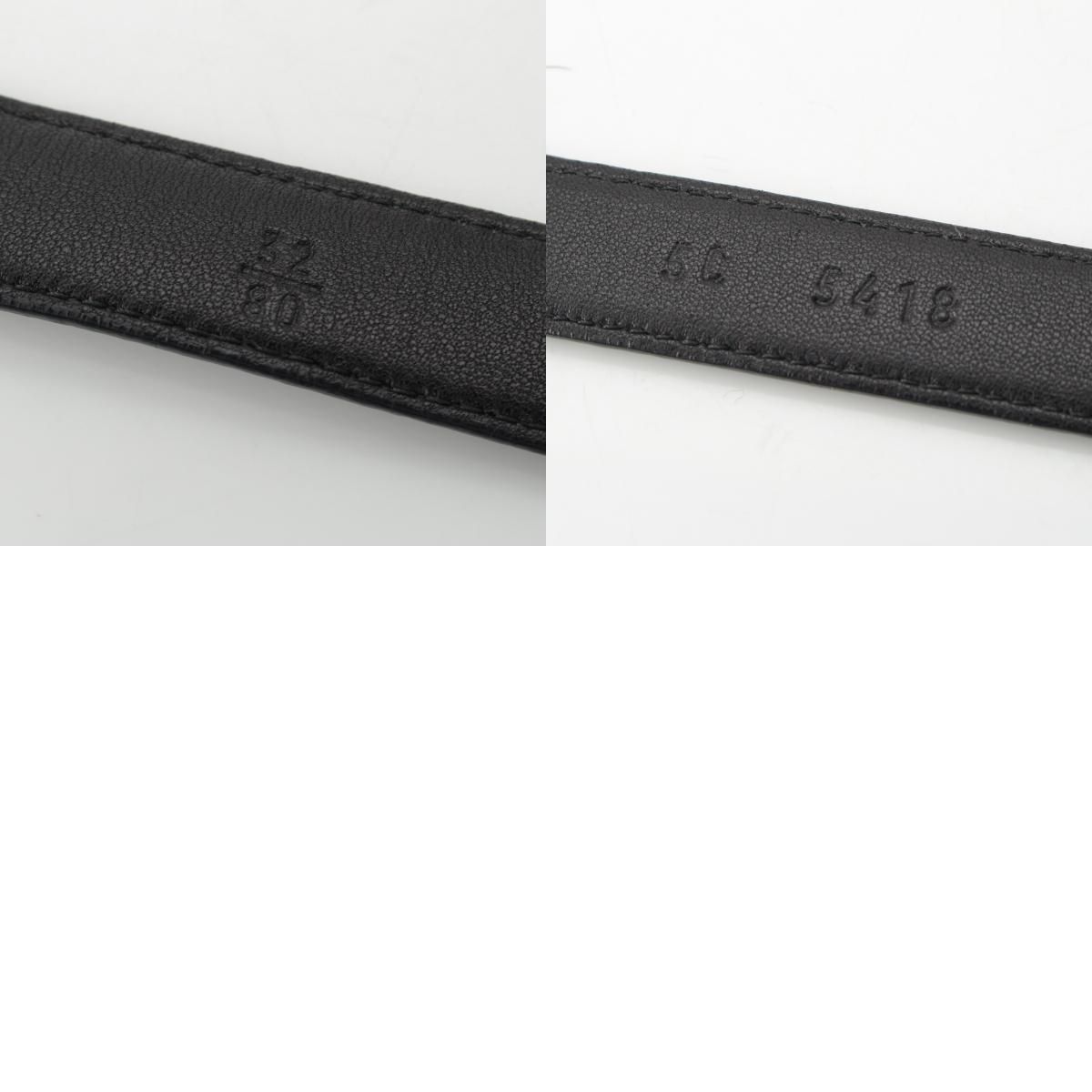 ミュウミュウ レザー ベルト ブラック シルバー金具 32/80【中古  