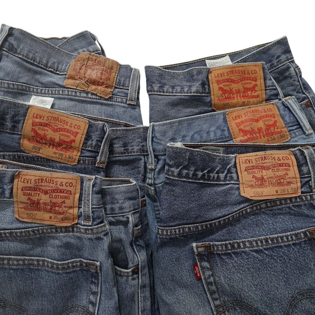 古着卸 リーバイス 505 デニム パンツ 6枚セット メンズ 36 フェード アメカジ 皮パッチ 古着 NC1635 KIN-KAAI_COM