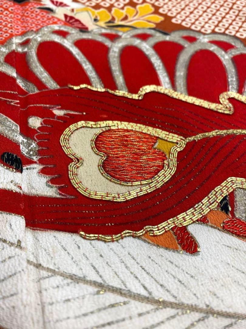 アンティーク 振袖 金駒 金彩 刺繍 正絹 鳳凰 身丈162cm アンティーク 振袖 金駒 金彩 刺繍 正絹 鳳凰 身丈162cm - メルカリ