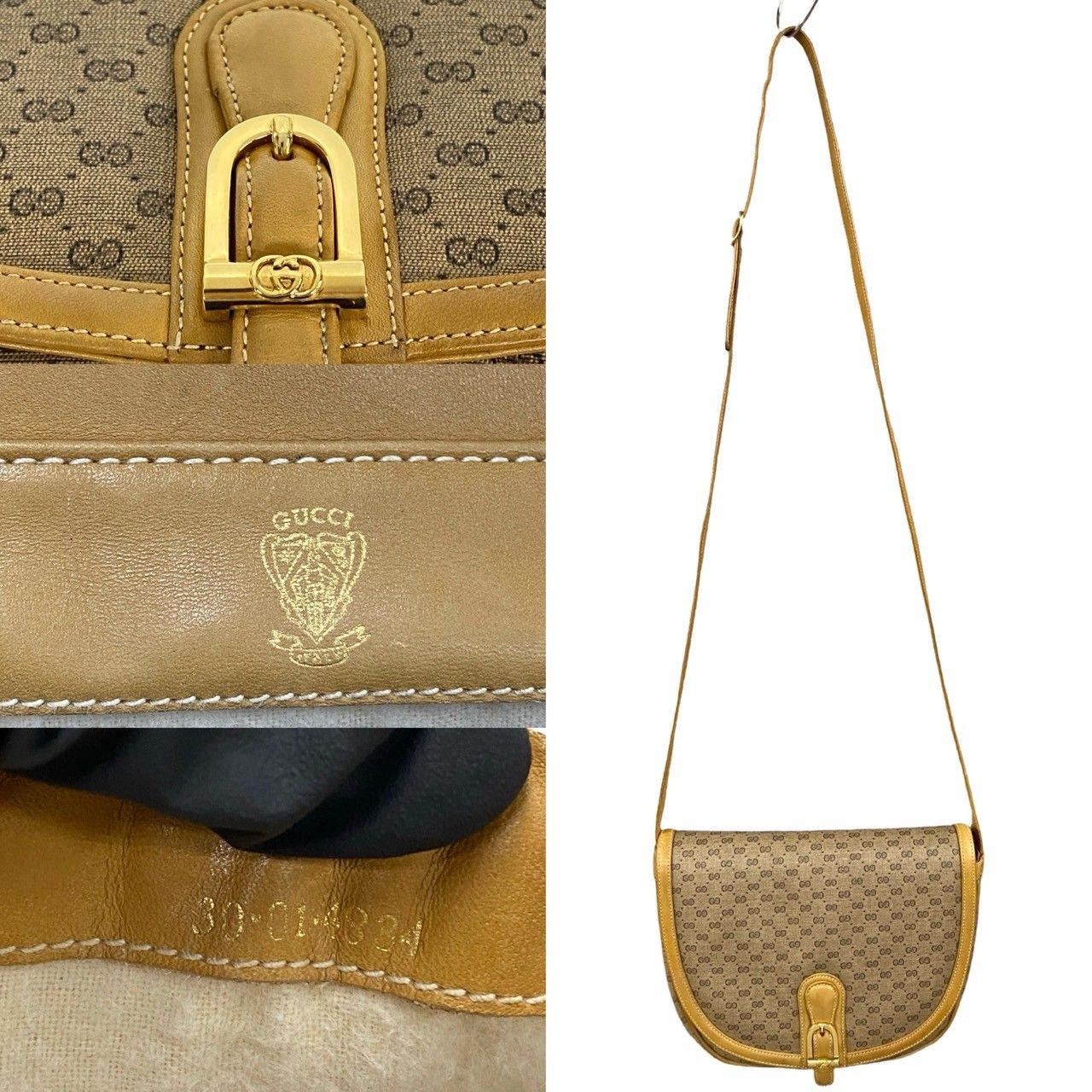 ✨美品✨GUCCI GG ショルダーバッグ ロゴ レザー ブラウン ゴールド金具 GUCCI 【5ga0737-h】グッチ ショルダーバッグ 001 9129 ナイロン