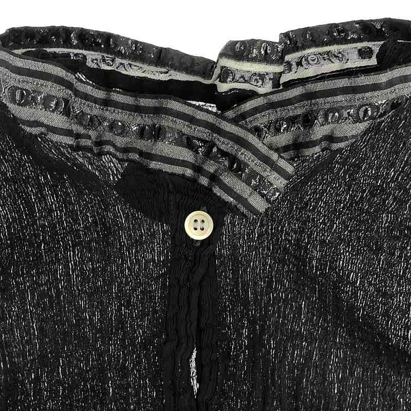 【美品】  me ISSEY MIYAKE / ミーイッセイミヤケ | シースルークレープ ペプラム シャツ | ブラック/グレー | レディース 美品】 me ISSEY MIYAKE / ミーイッセイミヤケ | シースルー