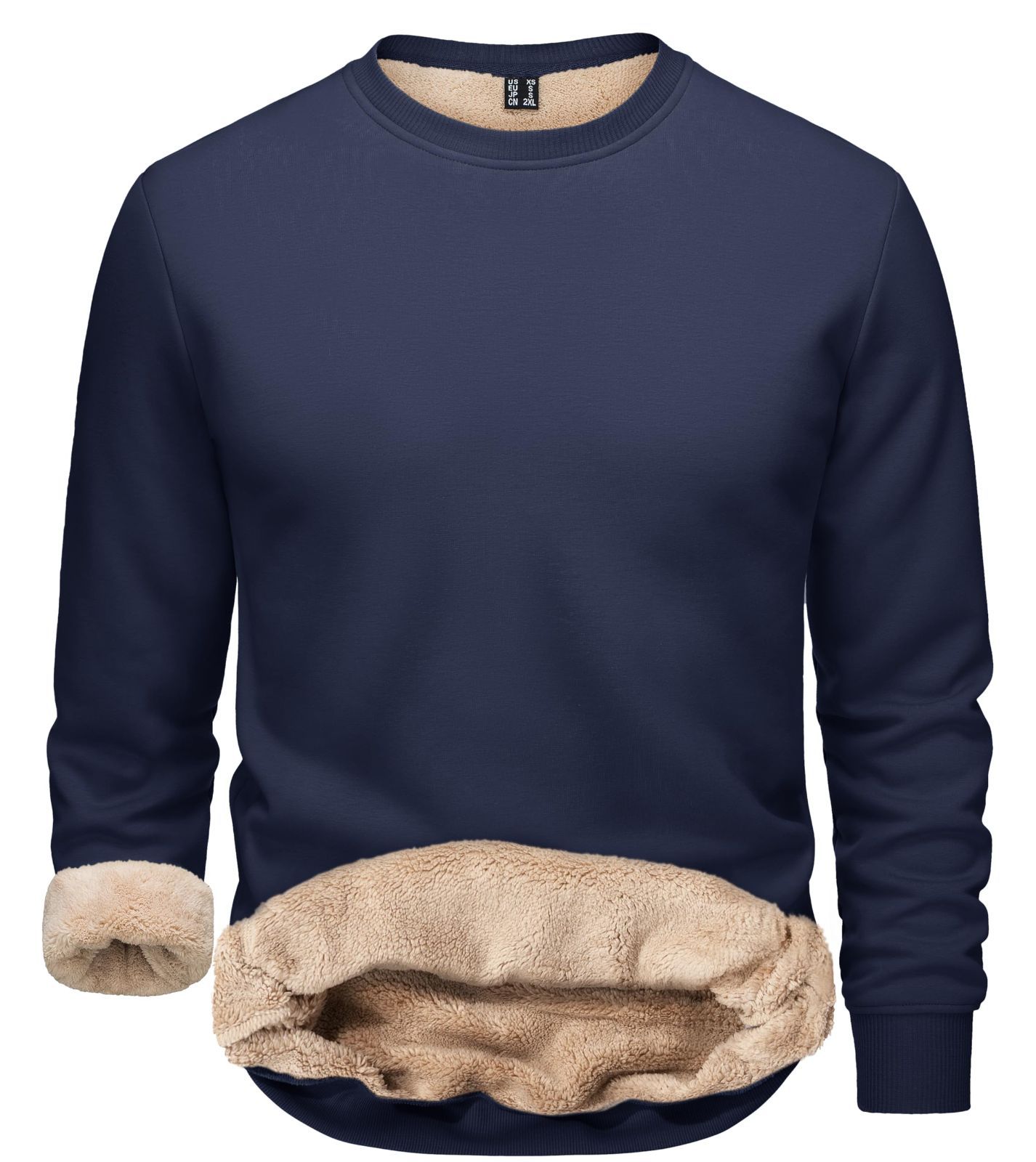 入手困難 XL_ネイビー TACVASEN トレーナー メンズ 裏ボア 厚い カジュアル 丸首 日常 スウェット 保温 防寒 上着 ソフト アウトドア トップス ルームウェア コットン ネイビー XL 明るさを与える