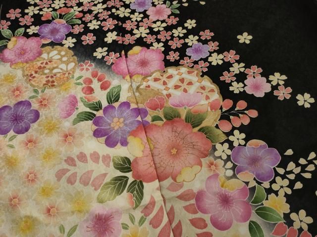 平和屋着物○豪華振袖 絞り 雪輪重ね花文 金彩 正絹 逸品 AAAY6518zg