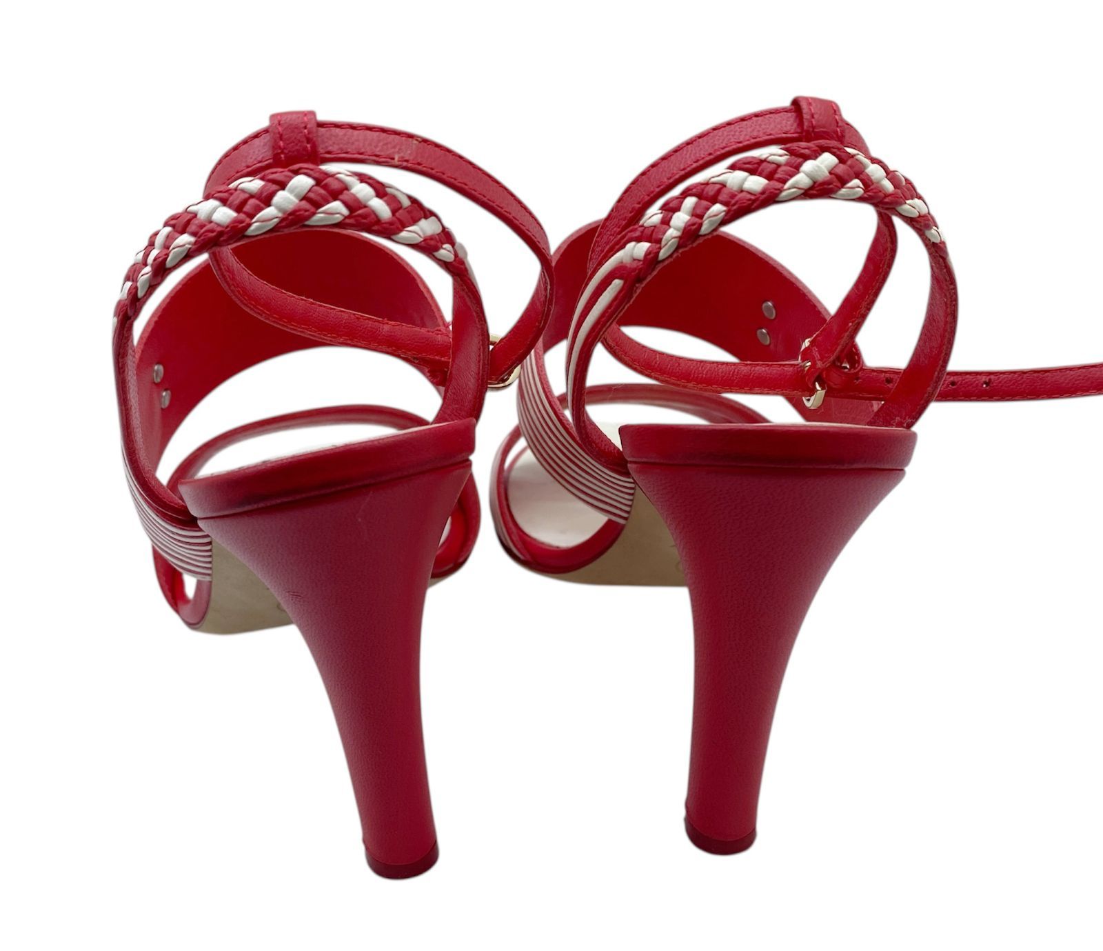 CHANEL シャネル サンダル レザー レッド 赤 ロゴ ココマーク ホワイト  