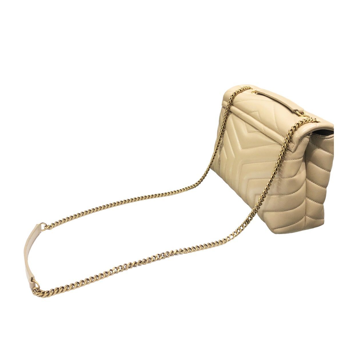 YSL ベージュ キルティング ショルダーバッグ