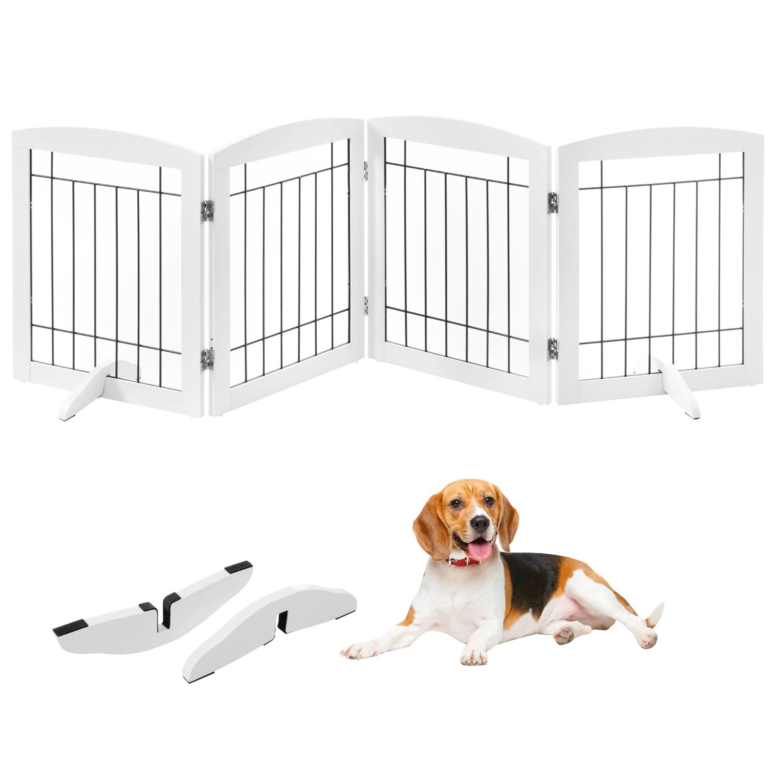 40％割 サークル 犬 ドッグサークル ペットサークル 4枚セット 小型犬 中型犬 ケージ 犬用品 犬 犬用 老犬 シニア 滑り止め付き 多頭飼い 方形 広々 連結 丈夫 拡張 頑丈 ペット用ケージ ペットフェンス 簡単組立 White