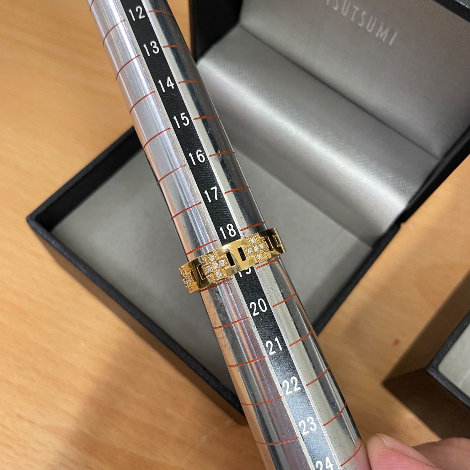 □ツツミ TSUTSUMI K18 クロス ダイヤモンドリング 19号 A25-1531