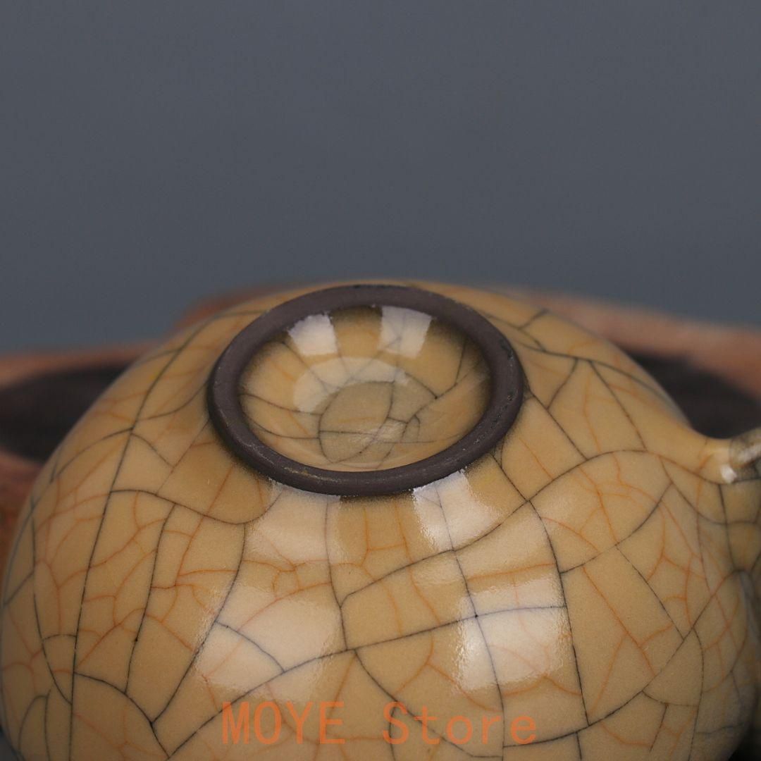 宋哥窯鉄胎黄釉金糸鉄線龍柄茶碗 景徳鎮 陶磁器 装飾品 現代工芸