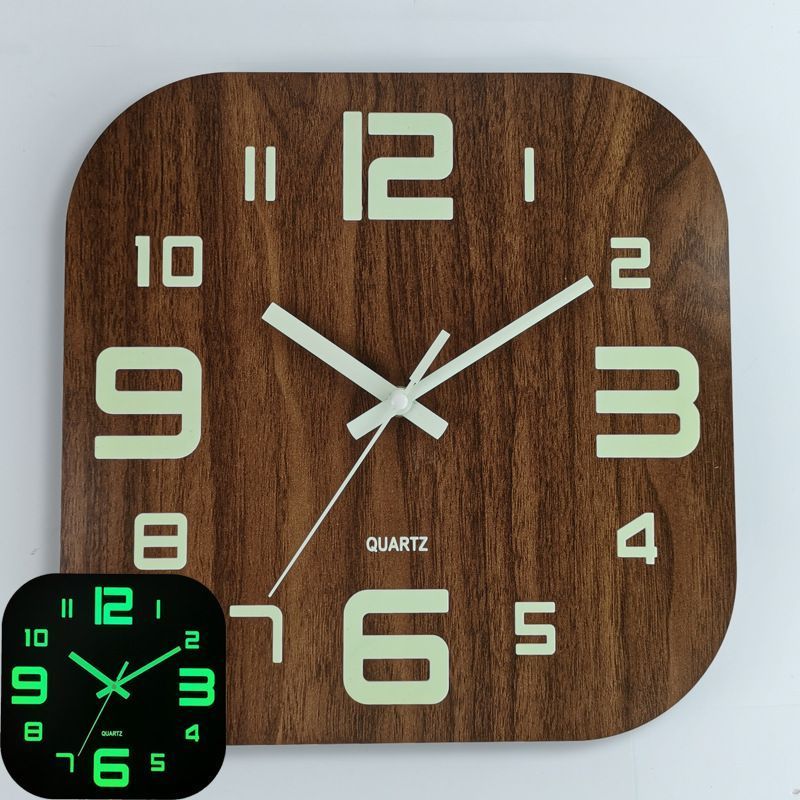 壁掛け時計 夜光 天然木製 見やすい 大画面 直径30cm 3タイプ 掛け時計