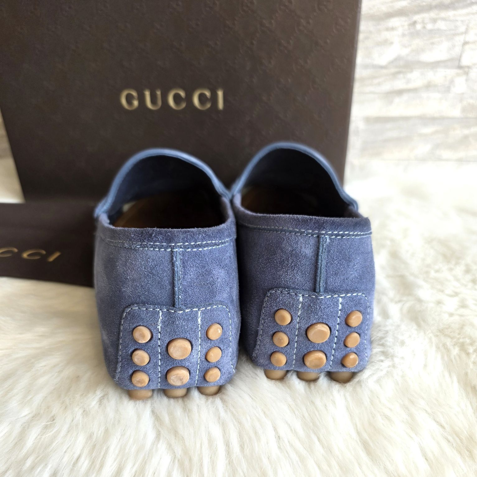GUCCI メンズ　ネイビー レザー　ローファー　ホースビット　正規品 GUCCI メンズ ネイビー レザー ローファー ホースビット 正規品
