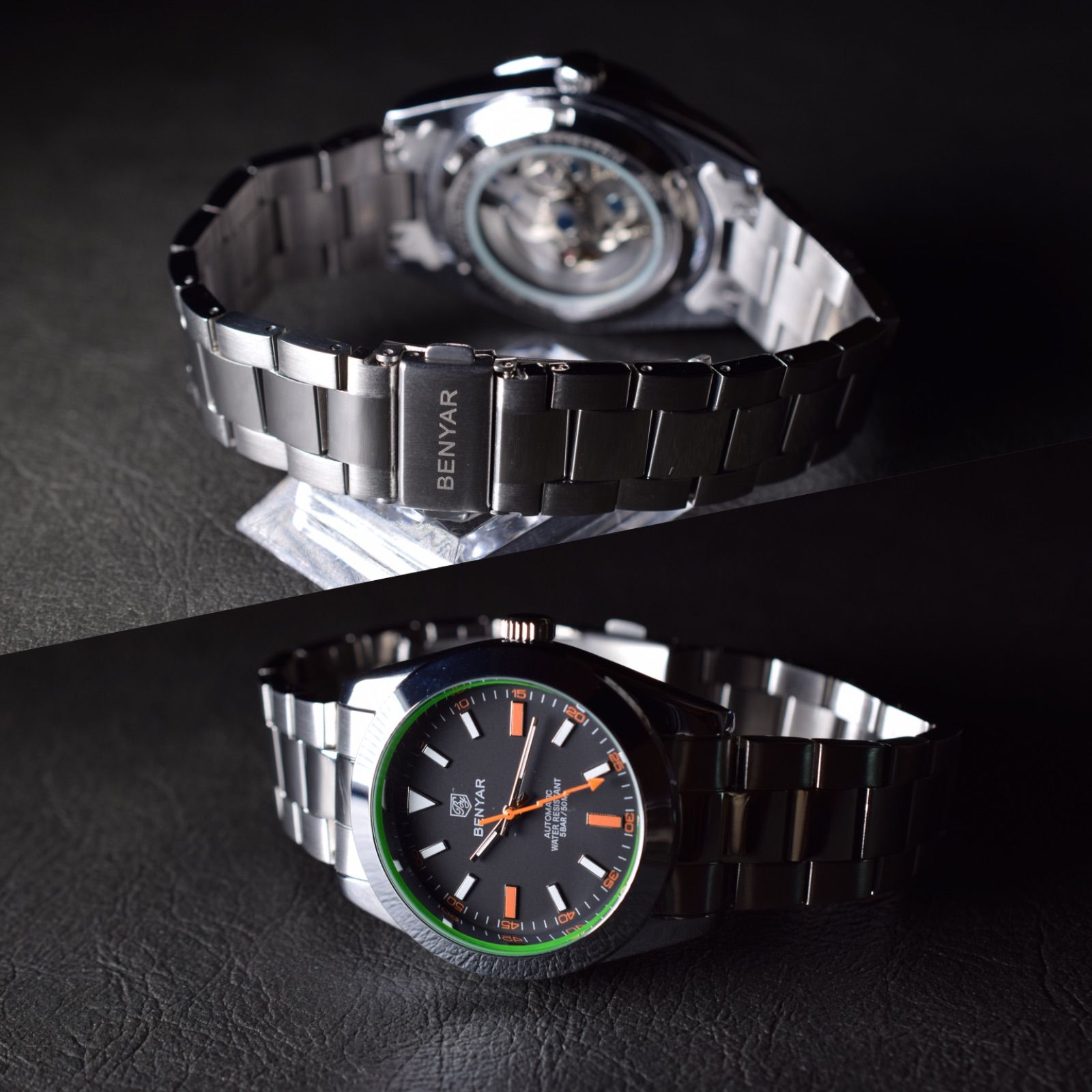 BENYAR メンズ 腕時計 高級 ベゼル ステンレス ハードレックス ガウス 