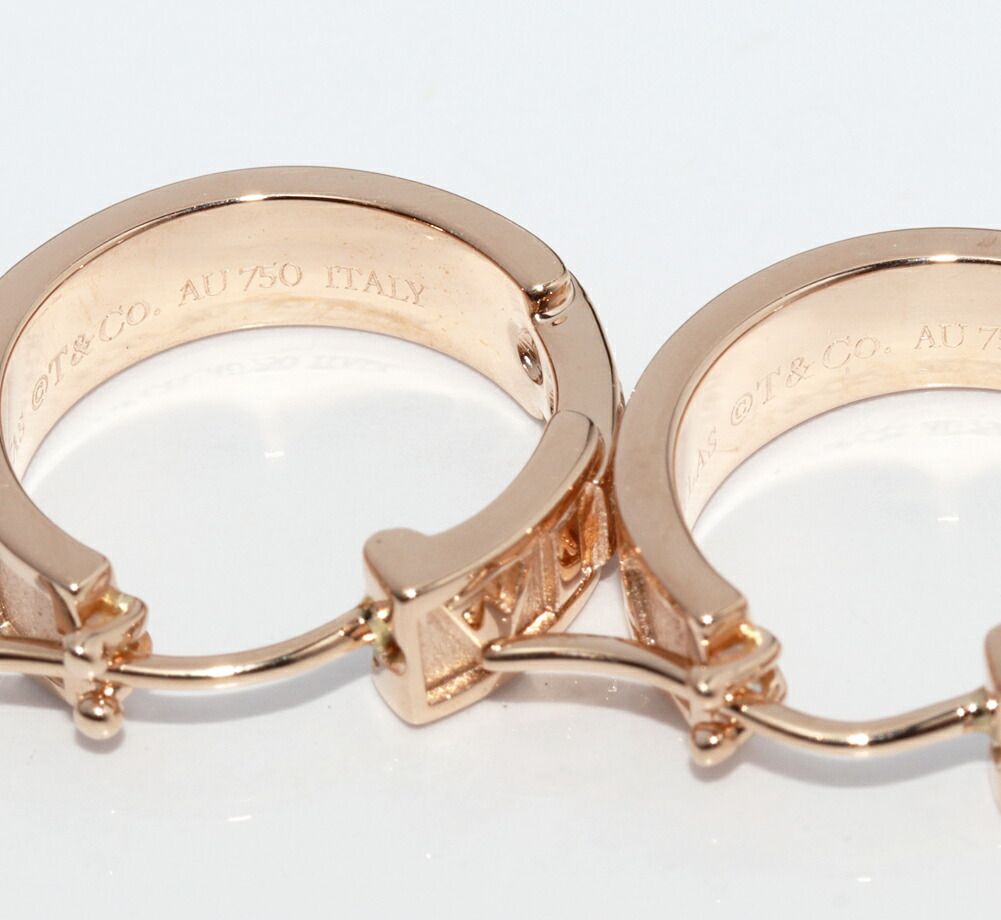 ティファニー ピアス K18PG ダイヤ6P アトラス フープピアス