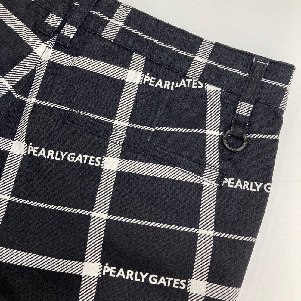 サイズ：5 PEARLY GATES パーリーゲイツ  ストレッチパンツ ロゴ チェック柄 ネイビー系 [240101443078] ゴルフウェア メンズ ストスト サイズ：5 PEARLY GATES パーリーゲイツ ストレッチパンツ ロゴ