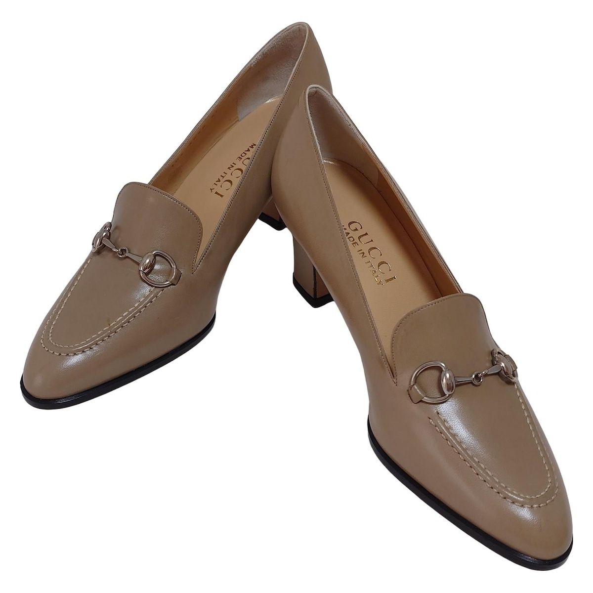 GUCCI グッチ パンプス 37 C レディース - グレーベージュ ホースビット レザー