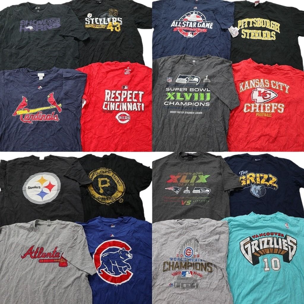 古着卸 プロチーム 半袖Tシャツ 16枚セット メンズ XL MLB NFL スティーラーズ カブス シーホークス 古着 NA2214