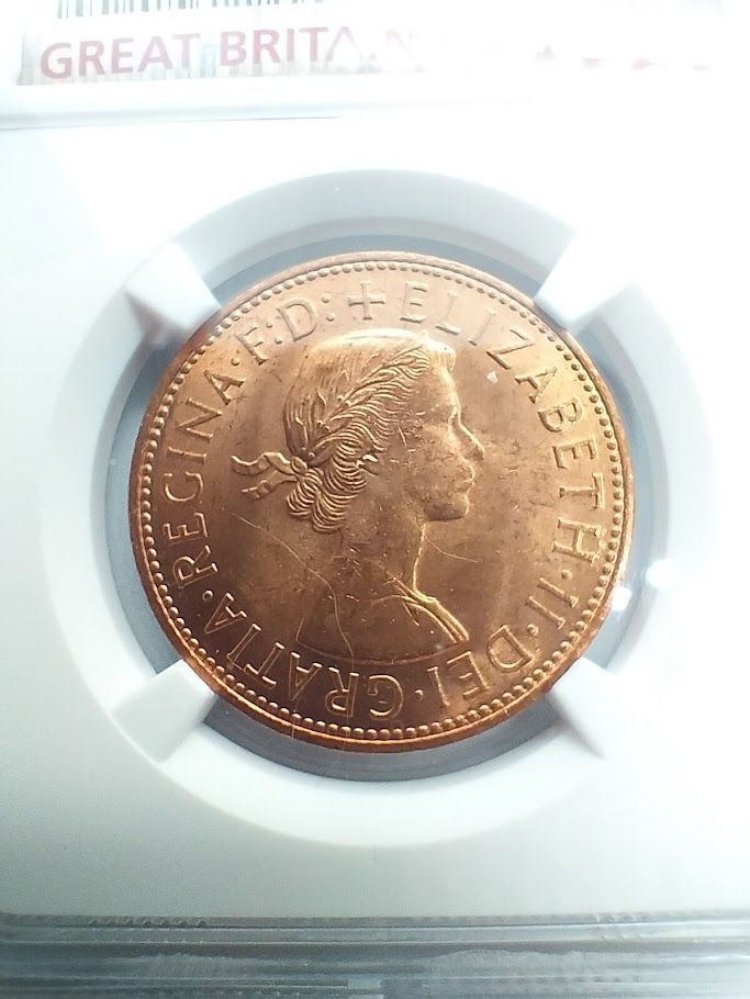 全国送料無料・イイ店 1965年 RD MS64 NGC イギリス 発行枚数少 大型銅貨 ブリタニア 貨幣