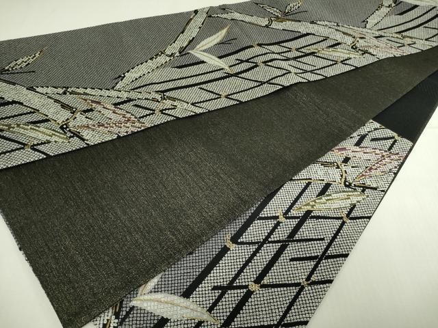 平和屋着物▽六通柄袋帯 笹竹文 金糸 正絹 逸品 DAAU6348sf