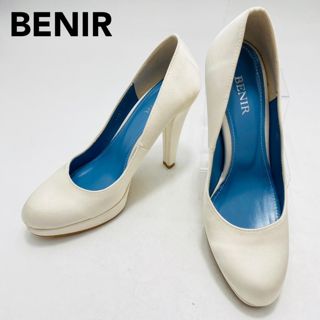 BENIR パンプス ブライダルシューズ サテン 35 プラットフォーム