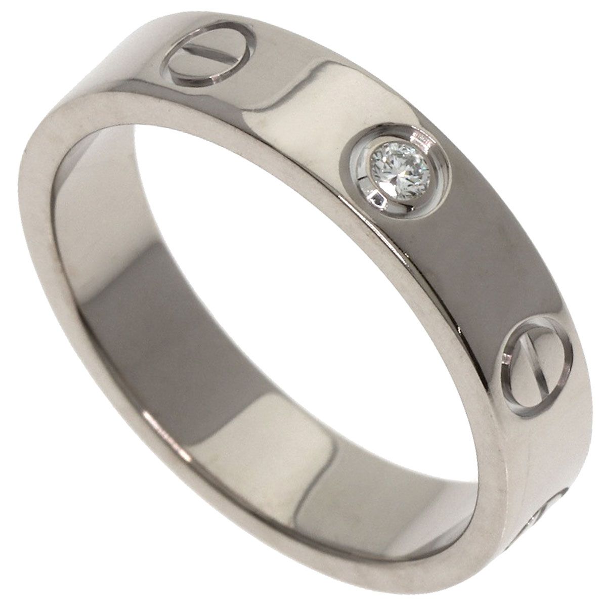 CARTIER カルティエ ミニ ラブリング 1P ダイヤモンド 49 リング 指輪 K18WG レディース