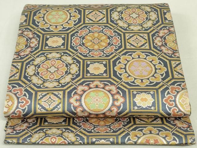 平和屋着物●両面　全通柄袋帯　正倉院花文　金糸　やまと誂製　正絹　逸品　未使用　DAAT7737ob 平和屋着物○両面 全通柄袋帯 正倉院花文 金糸 やまと誂製 正絹 逸品