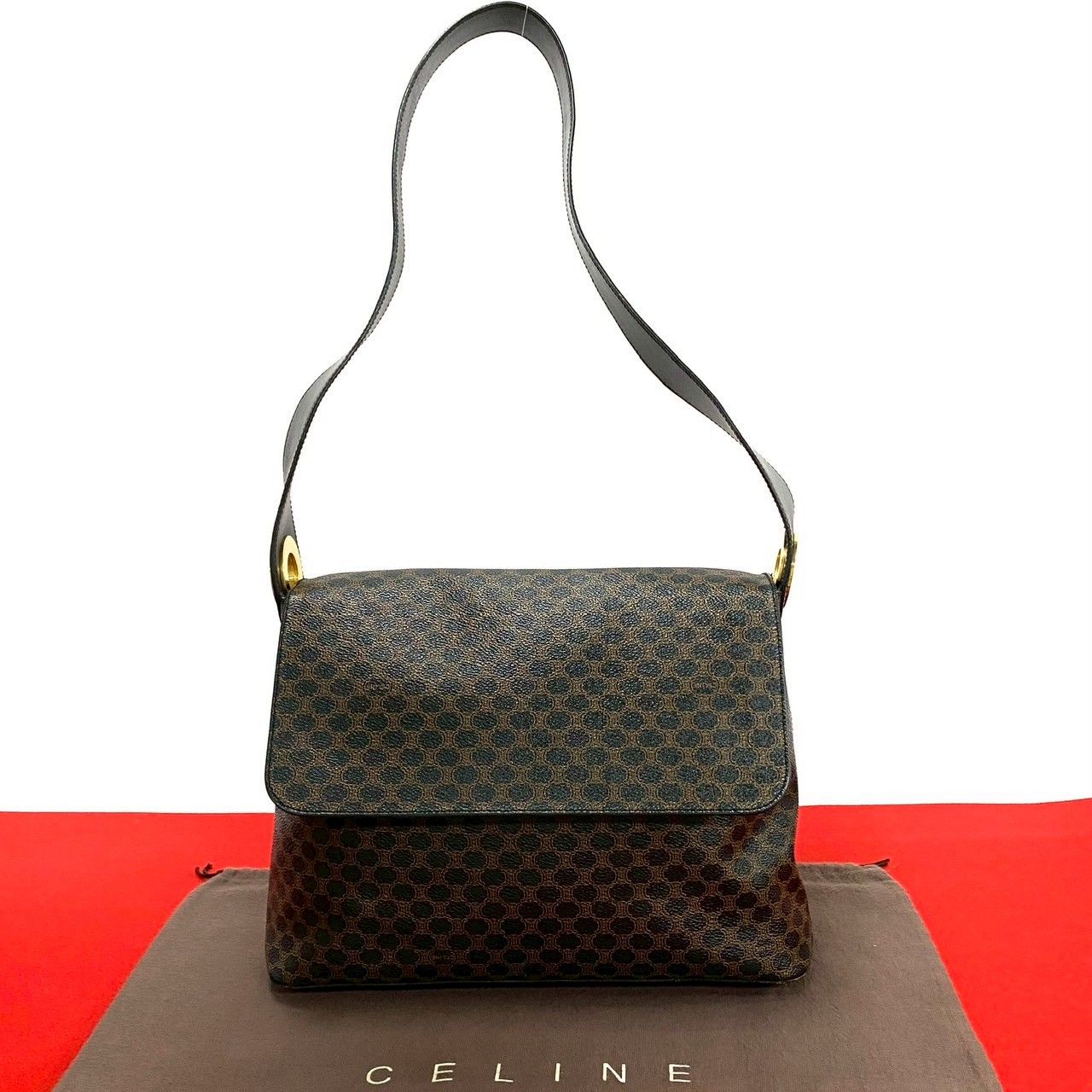 極 美品 CELINE セリーヌ マカダム ブラゾン 柄 サークル ロゴ
