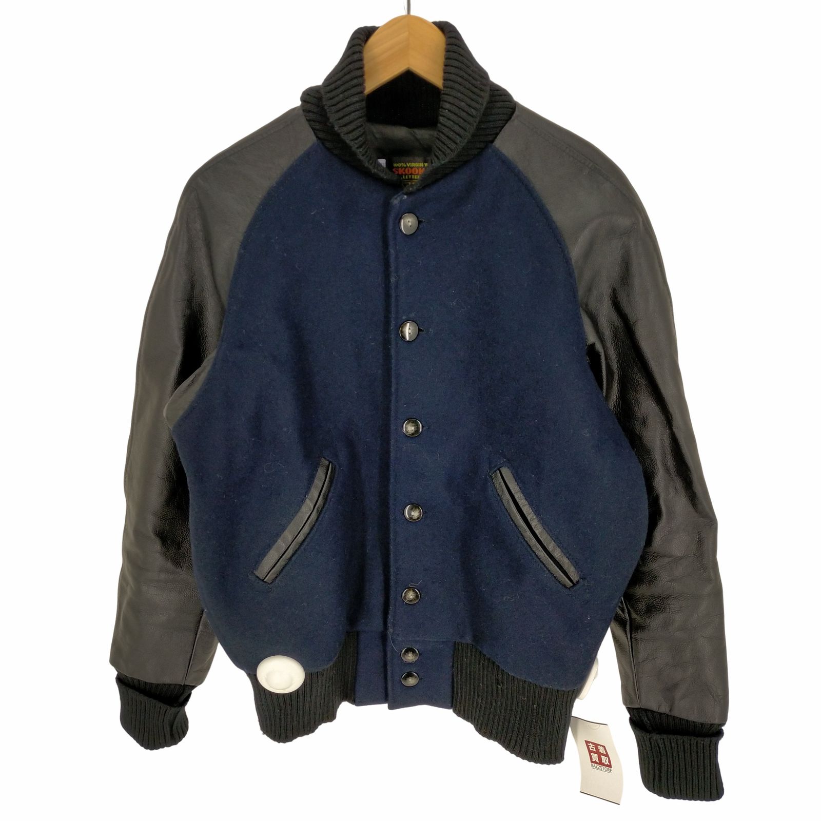 スクーカム SKOOKUM USA製 レザー切替スタジャン アワードジャケット