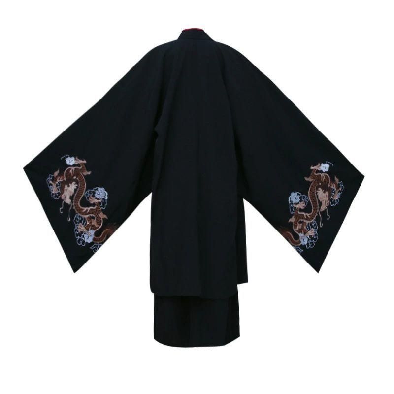 温湿度のある 中華服上下セット コスプレ衣装 黒 メンズ チャイナ服 漢服 男性 大人 チャイナドレス 中華衣装 長袖 袴風スカート 華流コスチューム 舞台