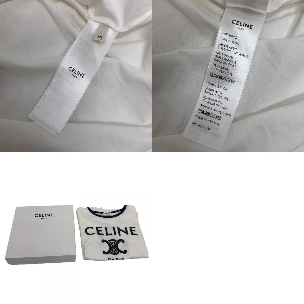 CELINE セリーヌ 半袖Tシャツ ロゴ トリオンフ コットン ホワイト