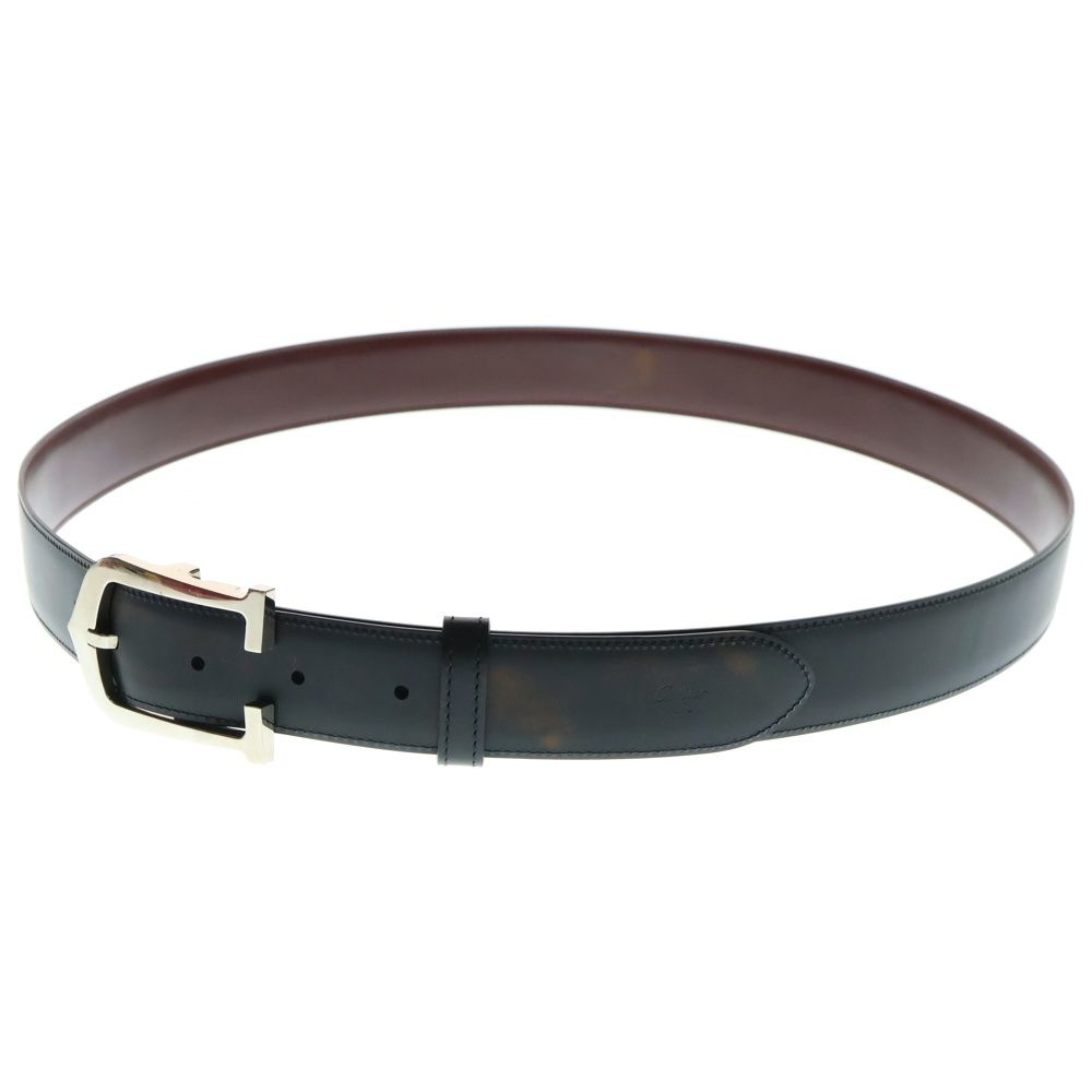 Cartier カルティエ C Alonger Leather Belt Cアロンジェ シルバーバックル リバーシブルベルト ブラック|バーガンディ