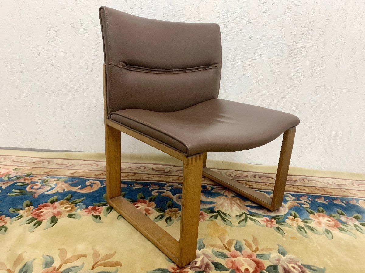 ○カンディハウス ボルス 本革 ダイニングチェア2脚セット サイド