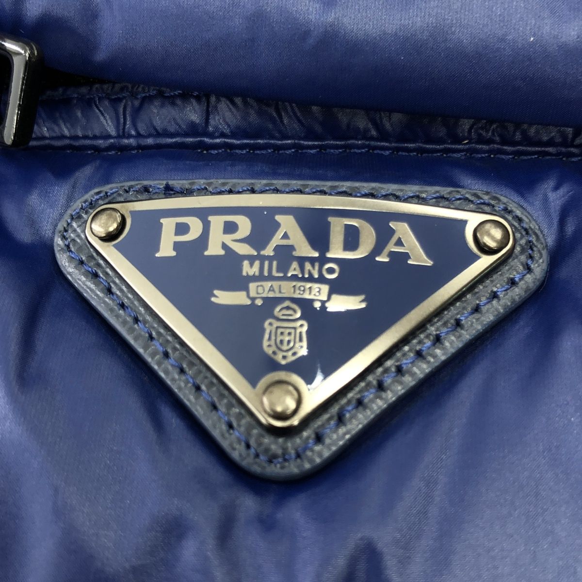 PRADA / プラダ | トライアングルロゴ ダウンベスト | 48 | ネイビー 