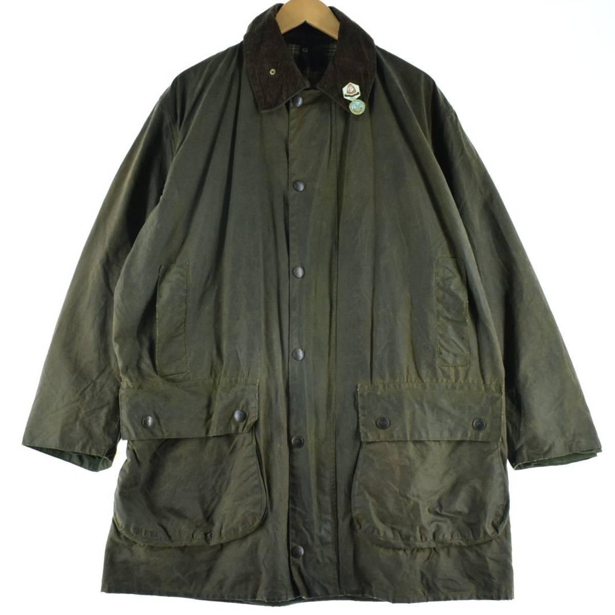 古着 80年代 バブアー Barbour BORDER ボーダー 2ワラント ワックスコットン オイルドジャケット 英国製 42in メンズL/eaa209599