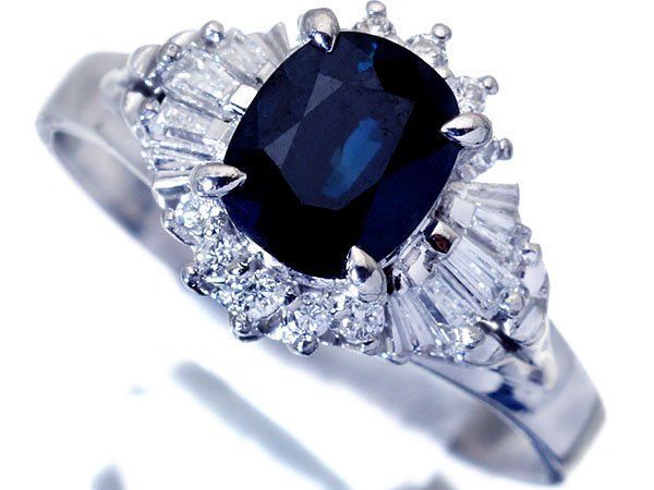 ジュエリー 濃厚ブルー 良質天然ブルーサファイア1.26ct＆ダイヤモンド0.21ct Pt900リング h7821omlm