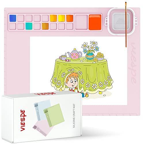 ピンク シリコンクラフトマット、?画用パレット、50x40cm大型アーティスト水彩画パレット、100%食用シリカゲル油絵用水彩兼用パレット(ピンク)