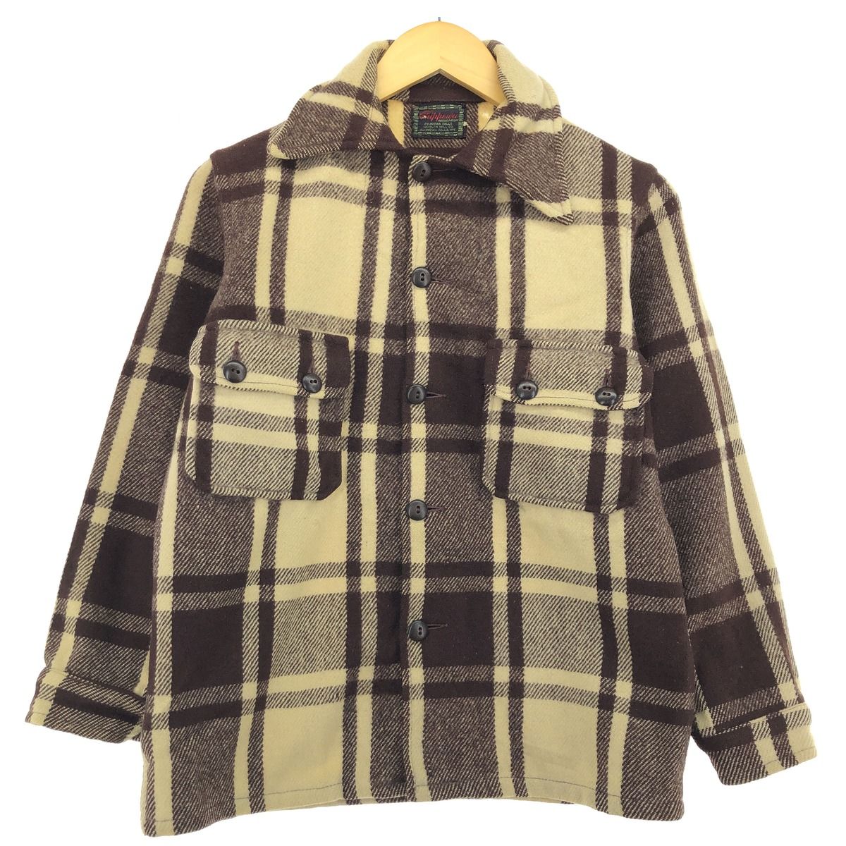 レディース 50's CHIPPEWA チペワ チェック ウールジャケット 茶 古着 60年代 チペワ CHIPPEWA チェック柄 ウールシャツ