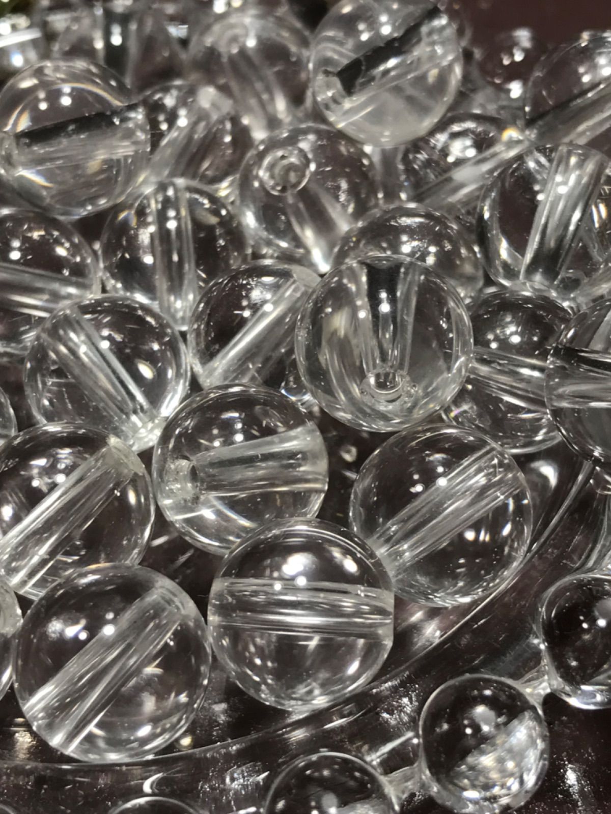 約12mm玉⁂水晶/クリスタルクォーツ】約2mm穴/パーツ/50個 - メルカリ