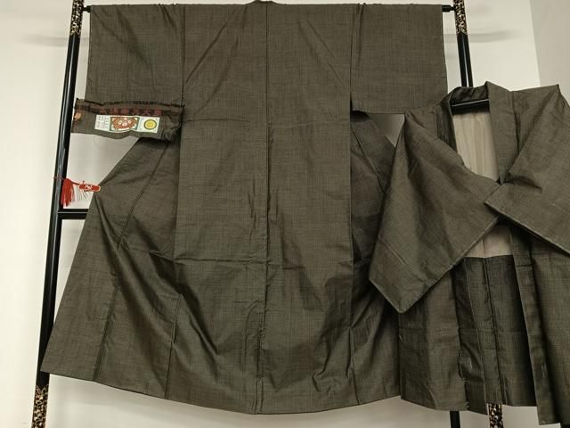 平和屋着物●男性 本場大島紬 アンサンブル 80亀甲 総詰 奥文謹製 証紙付き 正絹 AAAU8012zg