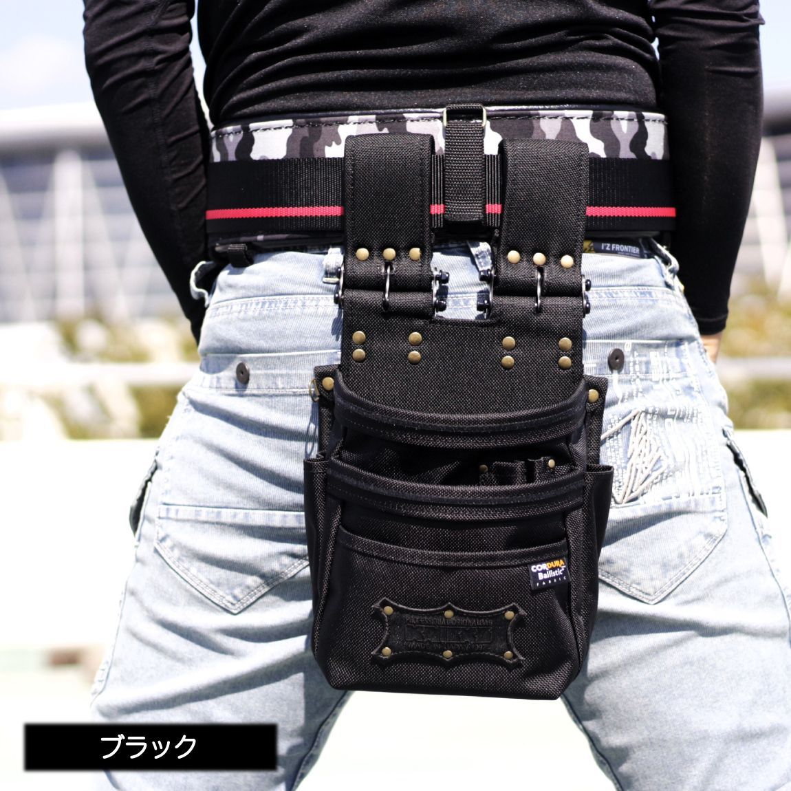 ニックス コーデュラ バリスティック生地 チェーンタイプ 3段腰袋 KNICKS ニックス コーデュラバリスティック生地チェーンタイプ3段腰袋
