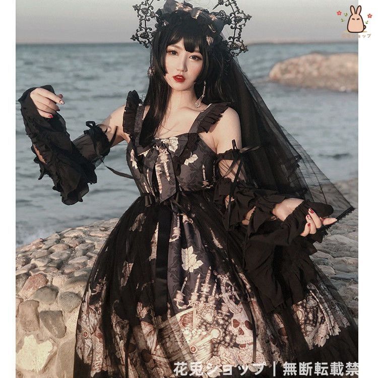 【なつみ】ゴスロリ ドレス 和風ロリータドレス「譚櫻芳華」軍lo ゴスロリ L34#の通販 by
